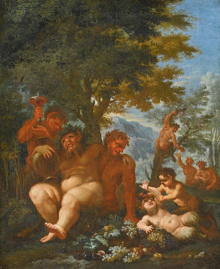 Paesaggio con Sileno e putti